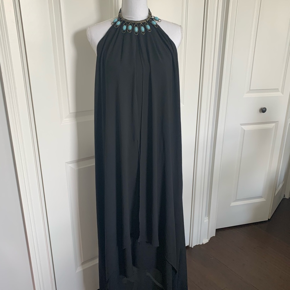 High low H&M dress with turquoise neck detail
